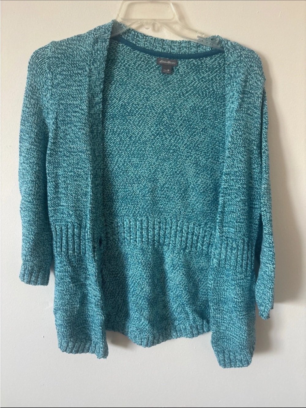 Eddie Bauer Teal Marled Open-Front Cardigan